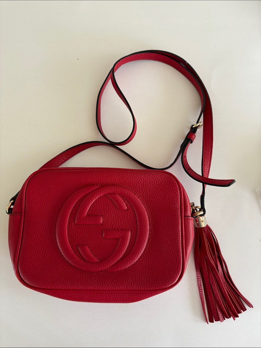 Gucci Red Soho Leather Tassel Crossbody Bag